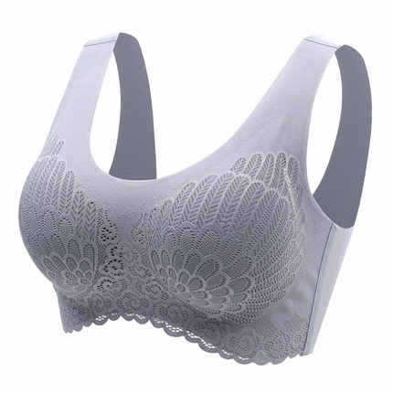 Natural Thai Latex Underwear 4.0 Angel Wings Seamless One Piece Women'S Lace Sports Bra Without Steel Ring