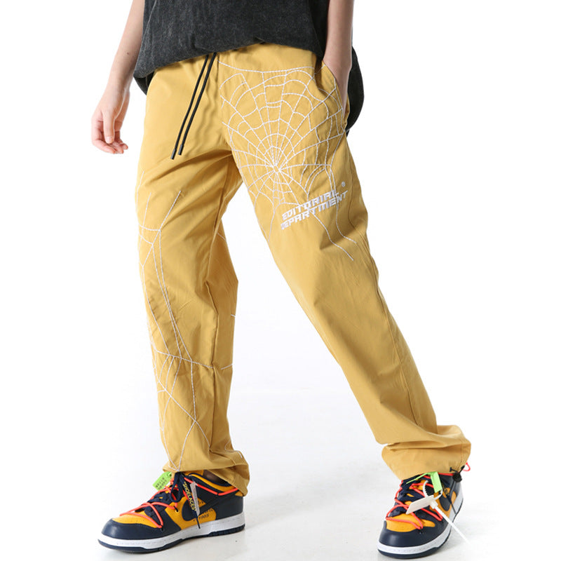 Spiderweb embroidered sweatpants