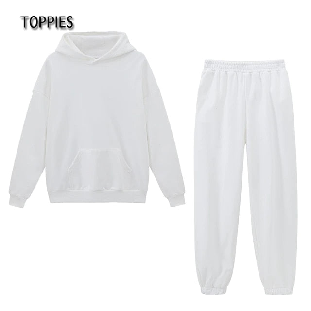 White Tracksuits Female Two Piece 